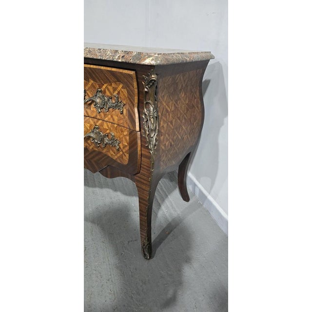 Wood Large French Marquetry Commode For Sale - Image 7 of 14