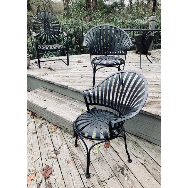 Coastal Mid 20th Century Francois Carre Fan Back Garden Chairs - A Pair, Attributed For Sale - Image 3 of 11