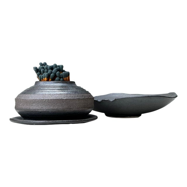 Vintage Original Studio Pottery Match Strike Set For Sale