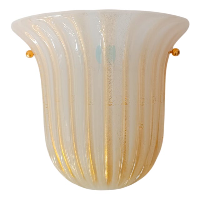 Wall Lamp in Gold Champagne Murano Glass attributed to Murano for Barovier & Toso, 1980s For Sale