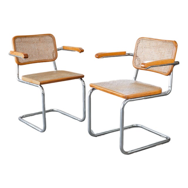 Vintage Marcel Breuer 'Cesca' Attributed Armchairs - A Pair For Sale