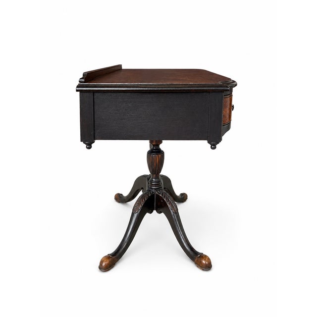 Brown Early 20th Century Restored Berkey & Gay Neoclassical Writing Desk With Burl Wood & Black Accents For Sale - Image 8 of 9