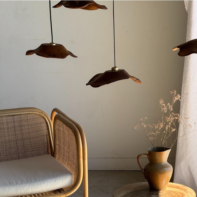 Small Wavy Leaf-Shaped Teak Pendant Light, 1980s For Sale - Image 18 of 18