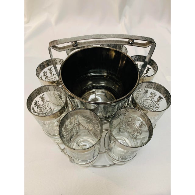 Mid-Century Modern Kimiko Signed Coat of Arms Highball & Caddy Set - 10 Pieces For Sale - Image 3 of 11