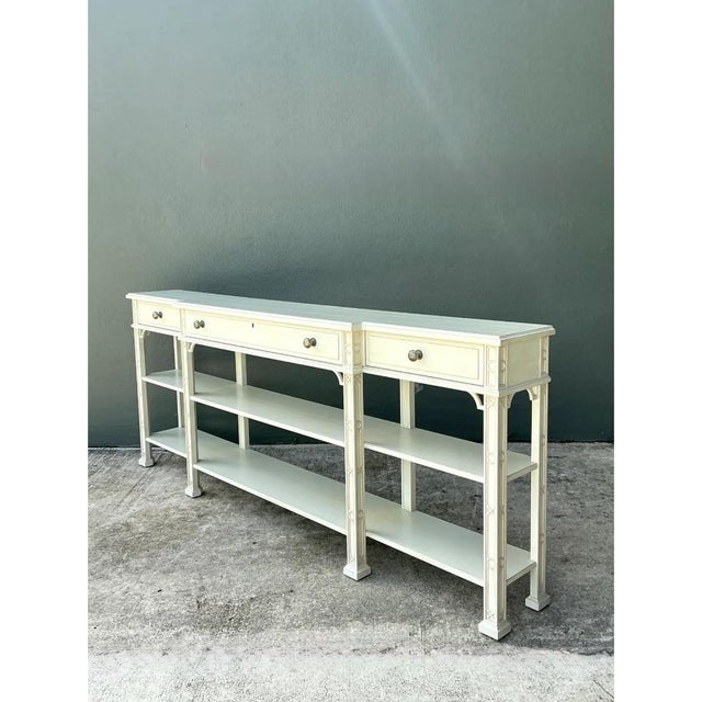 Stanley Furniture Vintage Stanley Painted Wood Console Table For Sale - Image 4 of 12