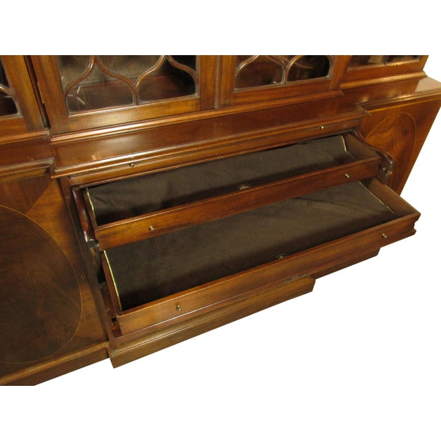 1950s Georgian Style Inlaid Breakfront, Attributed For Sale In Boston - Image 6 of 13
