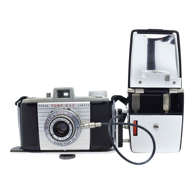 1950's Kodak Pony 828 Miniature Field Camera With Original Kodak Pocket Flashholder B-1 and Mounting Bracket For Sale