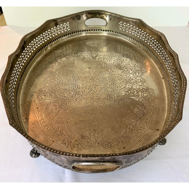 Italian Vintage XL Castilian Imports Oval Footed Serving Tray For Sale - Image 3 of 8