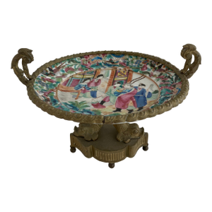 18th Century Rose Medallion Dish Mounted on French Louis XVI Bronze Base