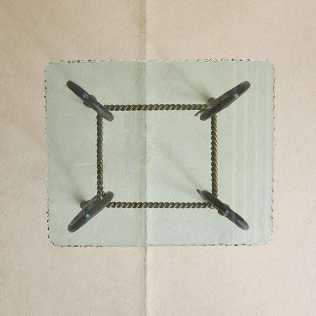 Modern French Gilt Iron + Scalloped Glass Accent Table, 1960s - 2 Available For Sale - Image 3 of 11