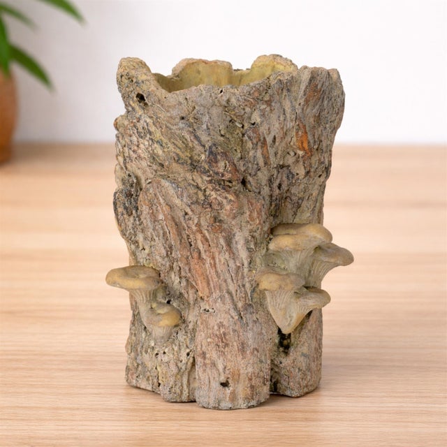 Kenneth Ludwig Chicago Faux Tree Stump Cement Planter Container 8.5"H For Sale - Image 4 of 4