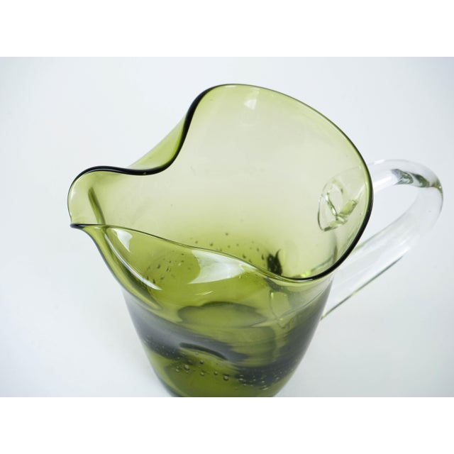 Olive Italian Olive Green Glass Jug, 1960s For Sale - Image 8 of 10