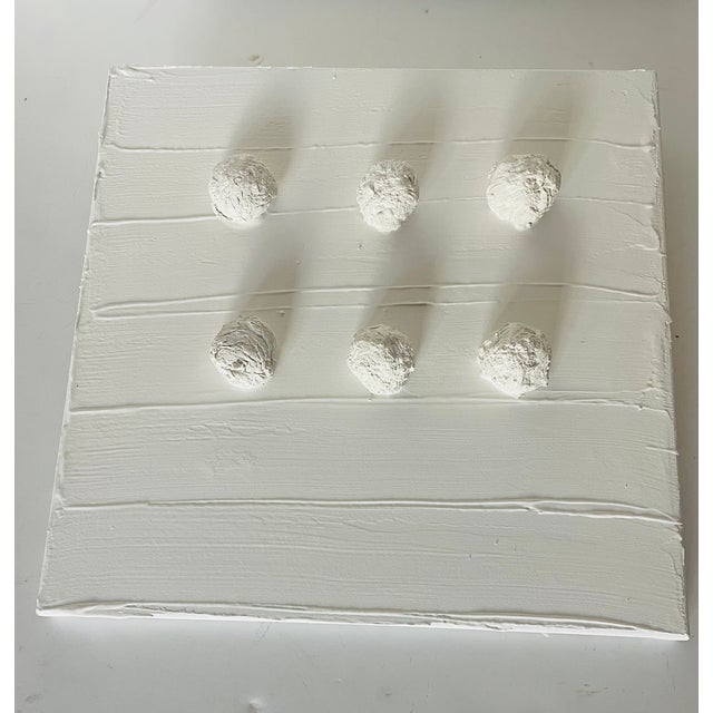 Abstract Minimalist plaster wall art on canvas by Elia Moon Rabbitts. Plaster, paper mache, stretched canvas.