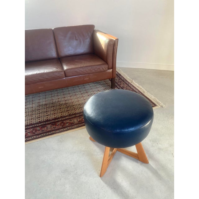 Leather Heywood-Wakefield Swivel Ottoman, Midcentury Modern, 1950s For Sale - Image 10 of 18