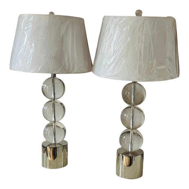 Carl Springer Style Mid-Century Modern Glass Globes Lamps For Sale