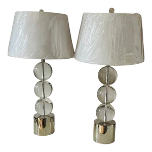 Lark Springer Style Mid-Century Modern Glass Globes Lamps