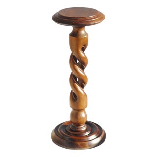 Carved Braley Twist Wooden Pedestal, 1960s For Sale