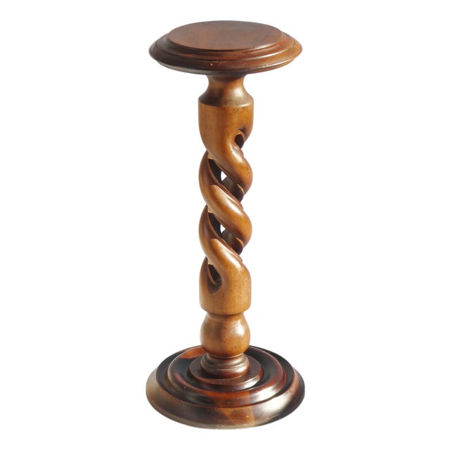 Carved Braley Twist Wooden Pedestal, 1960s For Sale