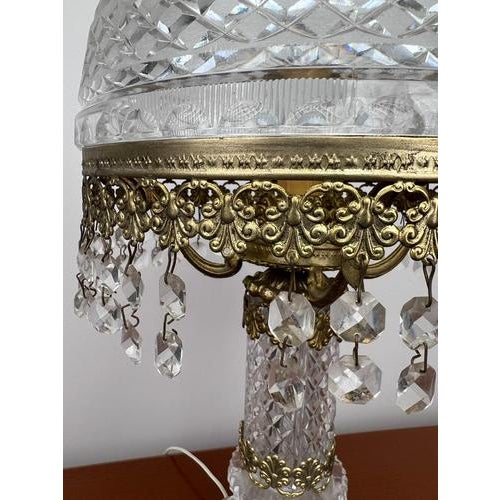 Vintage French Style Crystal Table Lamp in Brass For Sale - Image 14 of 16