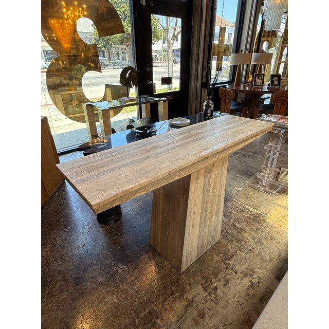 Italian Travertine Console Table, 1970s For Sale - Image 9 of 12