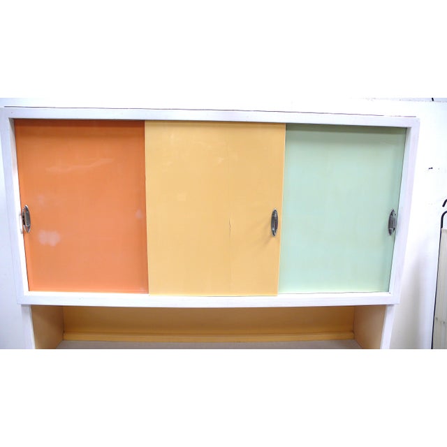 Vintage German Kitchen Cabinet with Sliding Doors in Multi Colors, 1950s For Sale - Image 4 of 14