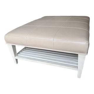 Barbara Barry for Baker Leather Ottoman For Sale