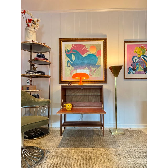 A Vintage Danish Drop Front Bar Cabinet, Circa 1960s. Petite For Sale In Houston - Image 6 of 12