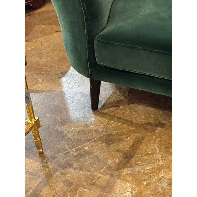 Late 20th Century Danish MCM Grand Piano Sofa in Green Velvet For Sale - Image 5 of 6