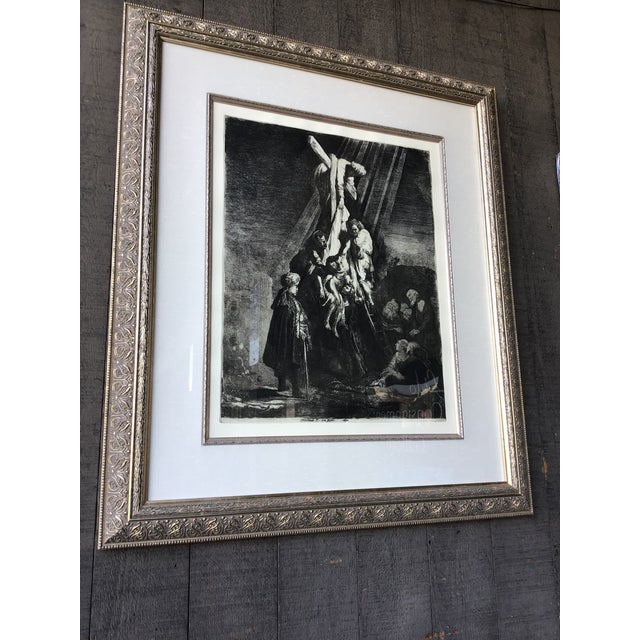 Italian Mid 20th Century Rembrandt Van Rijn Descent From the Cross, Etching Reproduction For Sale - Image 3 of 10