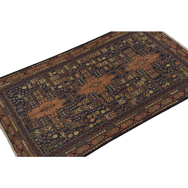 2010s Rug & Kilim’s Baluch Tribal Rug With Navy Blue and Brown Geometric Patterns For Sale - Image 5 of 7