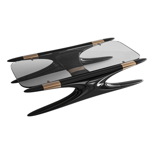 "Scintilla" Coffee Table With Stainless Steel and Bronze, Handmade For Sale