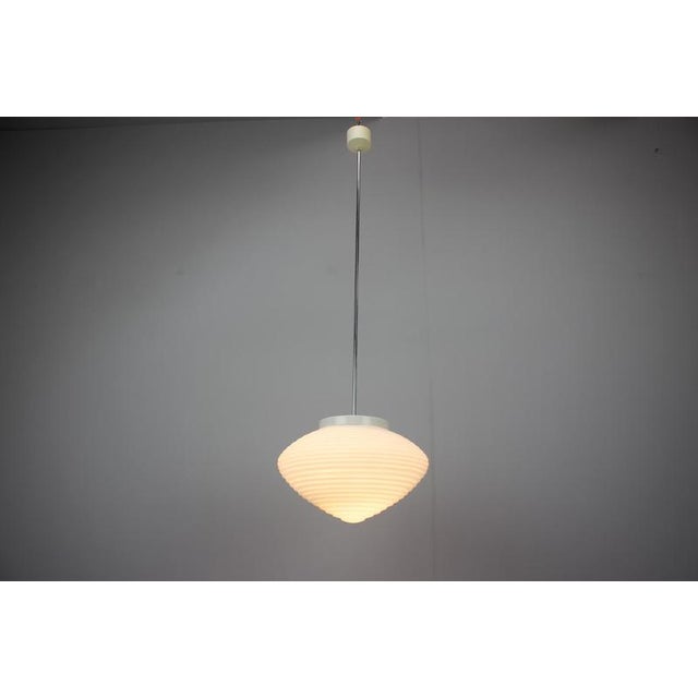 Large Mid-Century Czechoslovak Opaline Glass Pendant Lamp from Napako, 1970s For Sale - Image 10 of 13
