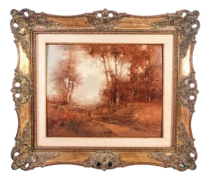 Autumn Landscape, 1950s, Oil on Canvas, Framed