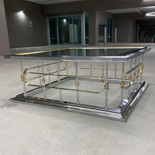 Mid-Century Modern Modern Chrome & Glass Coffee Table in Mastercraft For Sale - Image 3 of 12