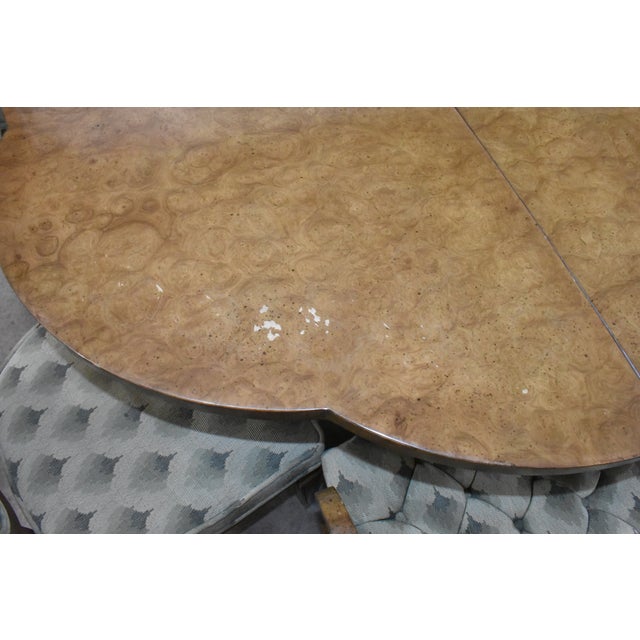 Mid-Century Modern William Doezema for Mastercraft Hollywood Regency Burl Wood Dining Table & 6 Chairs For Sale - Image 3 of 14
