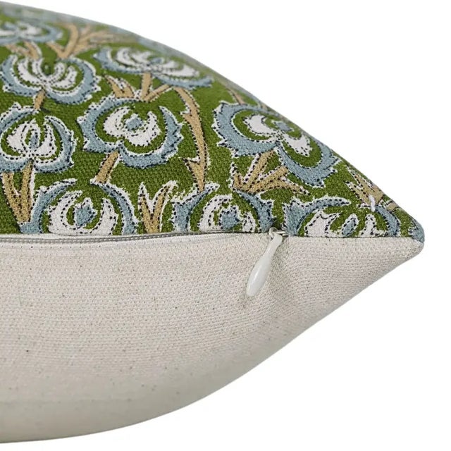 Art Deco Fabdivine Artisan Block Print Throw Pillow Cover 14x36 Inch Duck Canvas-Heart Vine For Sale - Image 3 of 5