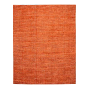 Orange Contemporary Modern Groove Indian Wool Rug