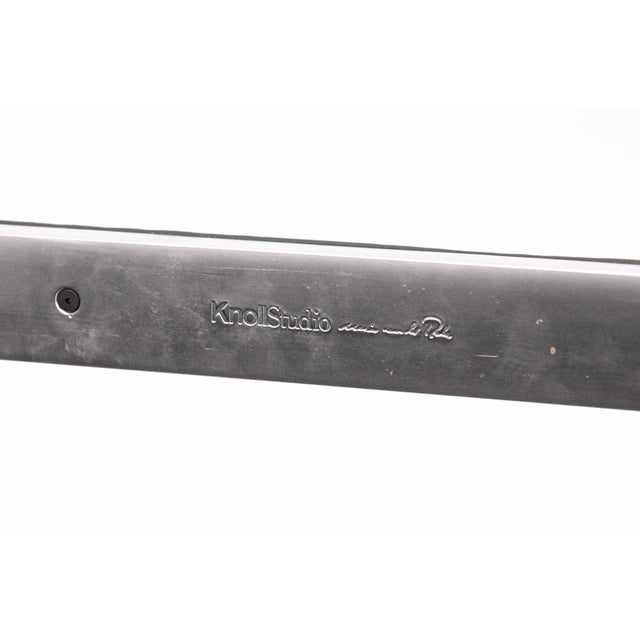 Set of 6 Mies Van Der Rohe for Knoll Brno Brushed Steel Black Leather Armchairs For Sale - Image 9 of 11