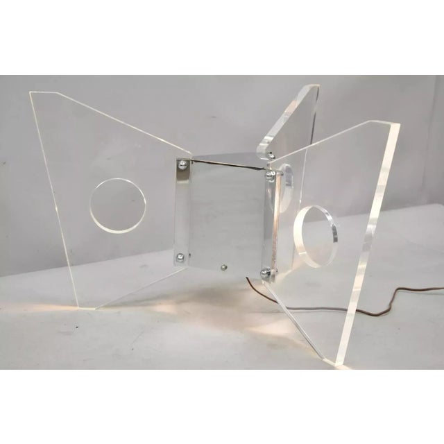 Illuminated Mid Century Modern Lucite & Chrome Butterfly Coffee Table Base For Sale In Philadelphia - Image 6 of 11