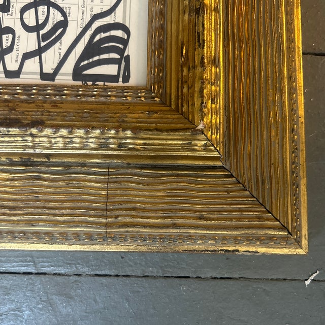 Abstract Contemporary Wayne Cunningham Abstract Marker Drawing Chunky Wood Frame For Sale - Image 3 of 4