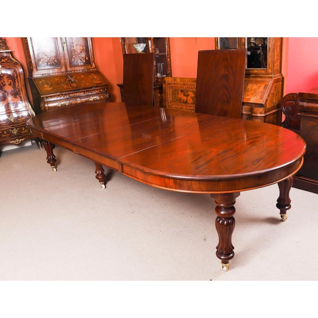 Antique Flame Mahogany Extending Dining Table and Chairs, 1800s, Set of 17 For Sale - Image 6 of 18