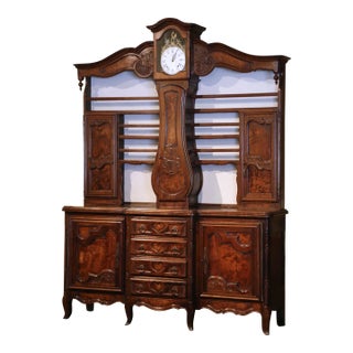 19th Century French Bressan Walnut Burl Buffet À Horloge Vaisselier For Sale