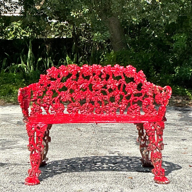 Vintage Regency Wrought Iron Grape Leaf Bench Chairish