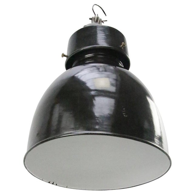 Industrial Vintage French Industrial Black Enamel Pendant Light by Gal For Sale - Image 3 of 5