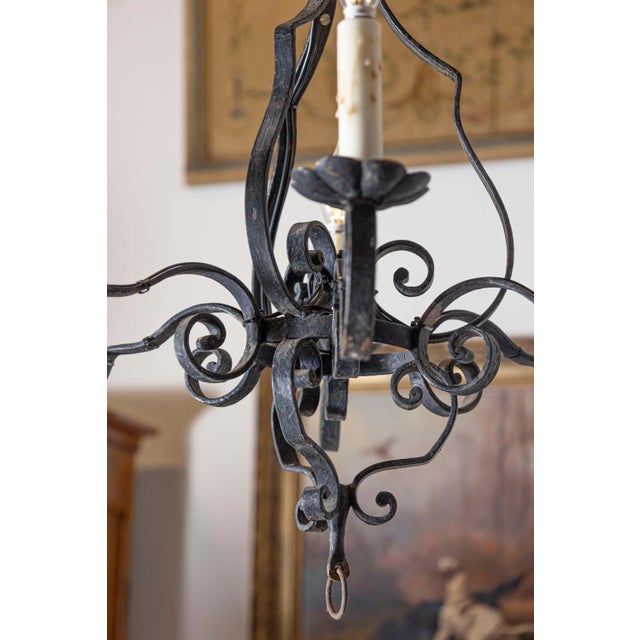 Mid 20th Century French Wrought Iron Chandeliers For Sale In Atlanta - Image 6 of 8