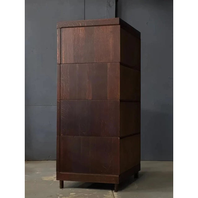 Wood Antique Flat File Cabinet, Antique Oak Map Cabinet, Stacking Drawer Cabinet For Sale - Image 7 of 9