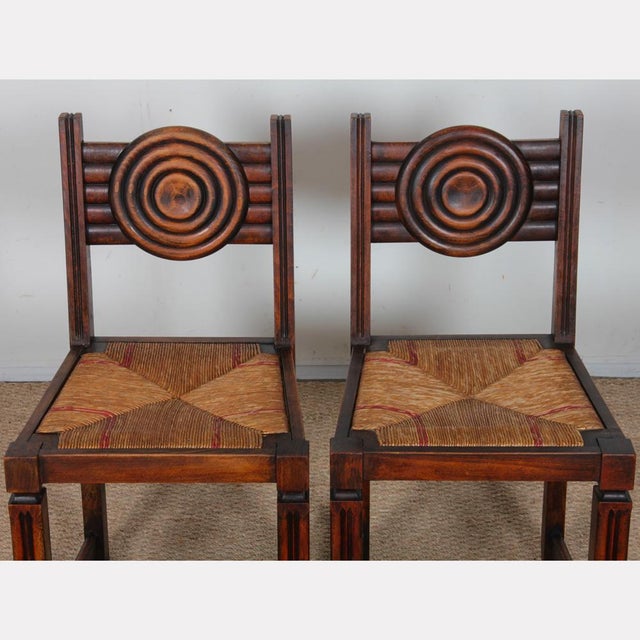 French Straw-Seated Chairs in Wood, 1940, Set of 6 For Sale - Image 12 of 12