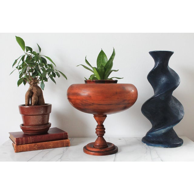 Mid 20th Century Vintage Turned Wood Pedestal Bowl For Sale - Image 5 of 9