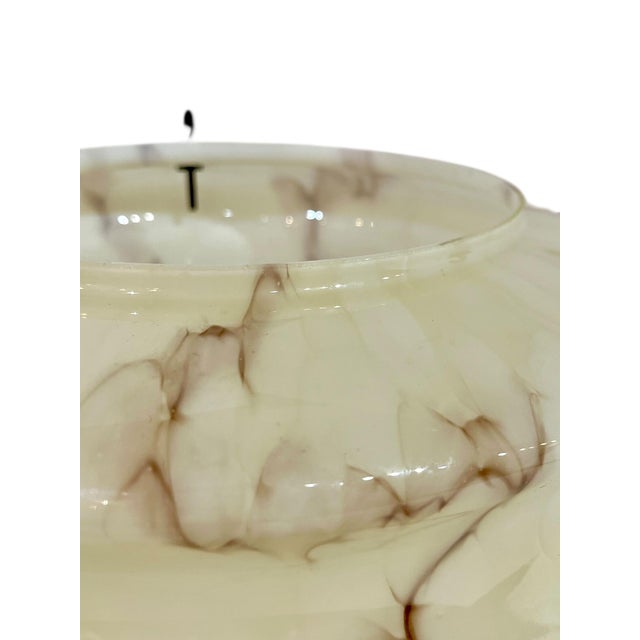 Antique French Art Deco Plafonnier Marbled Glass Light Shade For Sale - Image 9 of 12