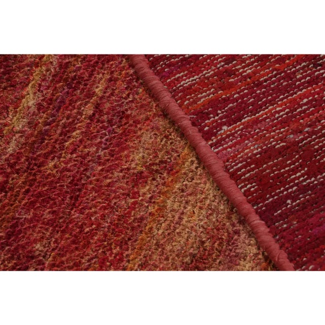 Red Rug & Kilim’s Modern Textural Rug in Red and Gold Tones and Striae For Sale - Image 8 of 8